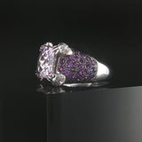 LeVian 14k White Gold Pink Quartz Amethyst and Diamond Ring Size 7