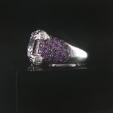 LeVian 14k White Gold Pink Quartz Amethyst and Diamond Ring Size 7