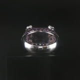LeVian 14k White Gold Pink Quartz Amethyst and Diamond Ring Size 7
