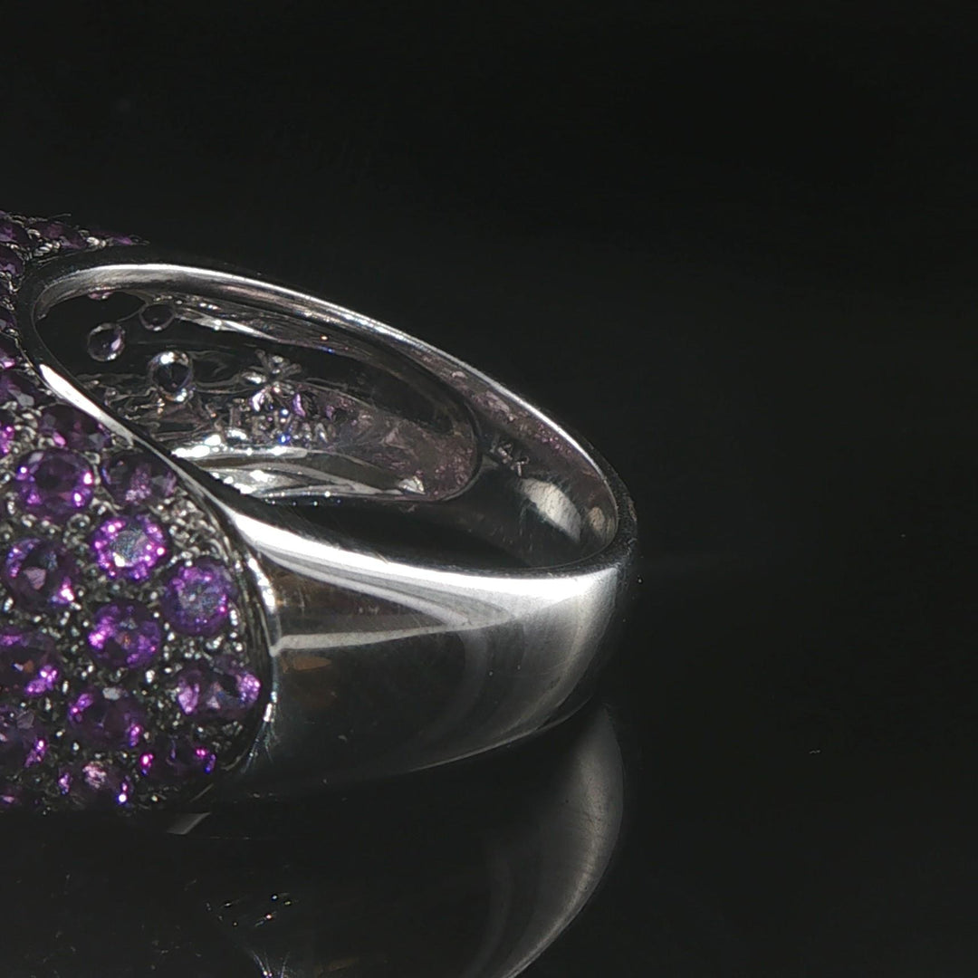 LeVian 14k White Gold Pink Quartz Amethyst and Diamond Ring Size 7