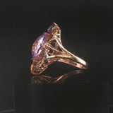 LeVian 14k Rose Gold Pink Quartz and Multi Gemstone Floral Ring Size 7