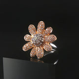 18k Rose and White Gold 1cttw Diamond Large Floral Ring Size 6.75