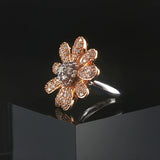 18k Rose and White Gold 1cttw Diamond Large Floral Ring Size 6.75
