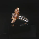 18k Rose and White Gold 1cttw Diamond Large Floral Ring Size 6.75