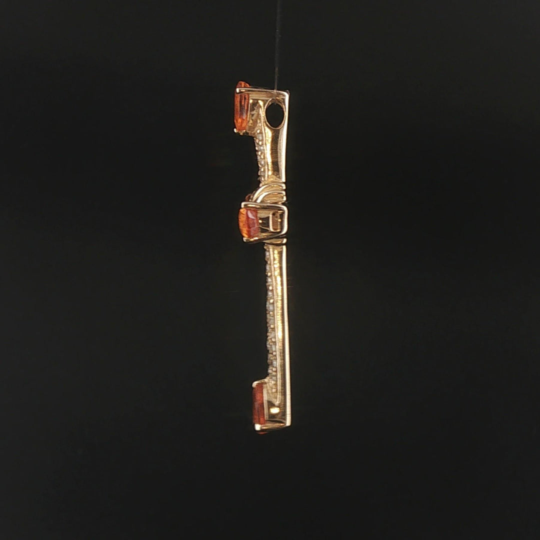 14k Yellow Gold Citrine and 0.25cttw Diamond Cross Pendant 1.5"