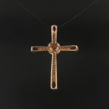 14k Yellow Gold Citrine and 0.25cttw Diamond Cross Pendant 1.5"
