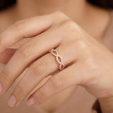 14k Rose Gold and 0.25cttw Pave Diamond Woven Band Ring Size 6.5