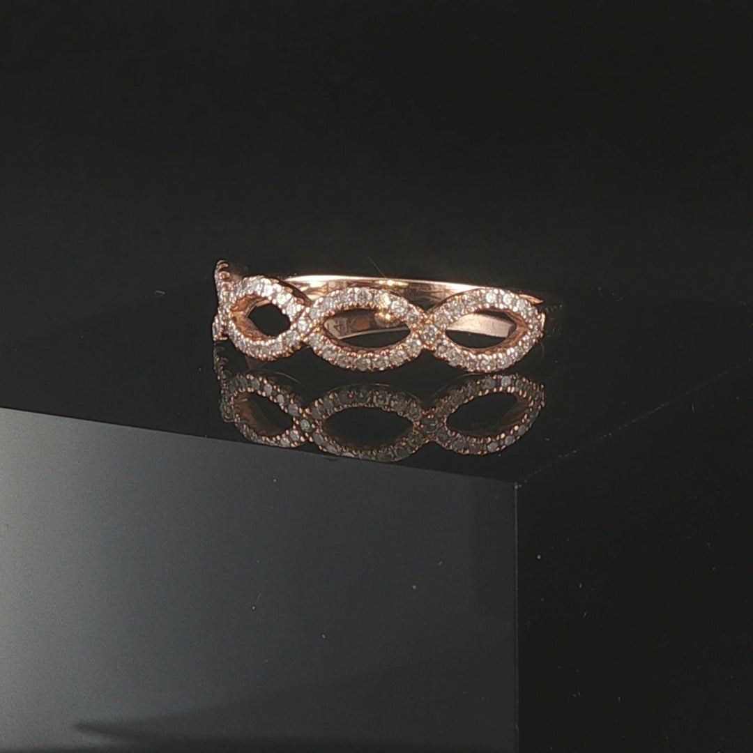 14k Rose Gold and 0.25cttw Pave Diamond Woven Band Ring Size 6.5