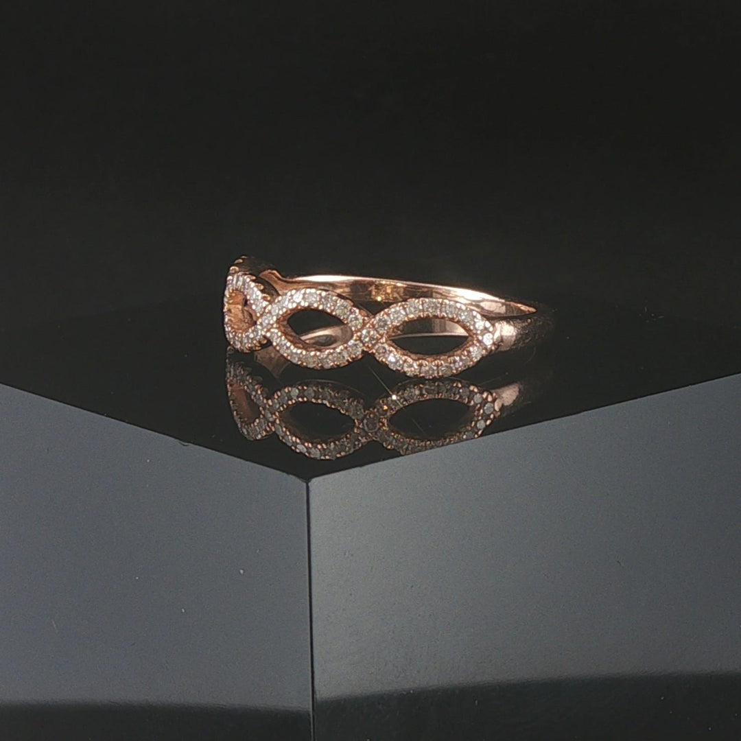 14k Rose Gold and 0.25cttw Pave Diamond Woven Band Ring Size 6.5