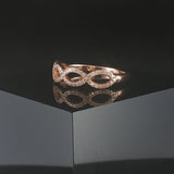 14k Rose Gold and 0.25cttw Pave Diamond Woven Band Ring Size 6.5