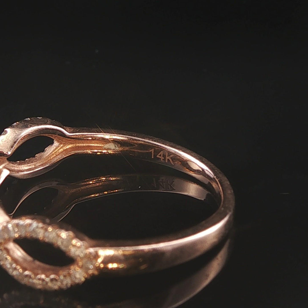 14k Rose Gold and 0.25cttw Pave Diamond Woven Band Ring Size 6.5