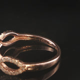14k Rose Gold and 0.25cttw Pave Diamond Woven Band Ring Size 6.5