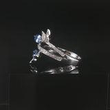 18k White Gold Topaz and Diamond Bypass Band Ring Size 7