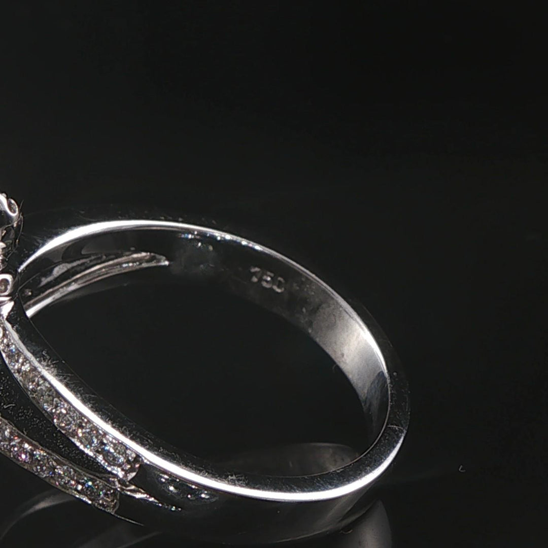 18k White Gold Topaz and Diamond Bypass Band Ring Size 7