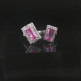 Salavetti 18k White Gold Pink Sapphire and Diamond Et Toi Moi Bypass Ring Size 7