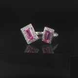 Salavetti 18k White Gold Pink Sapphire and Diamond Et Toi Moi Bypass Ring Size 7