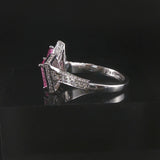 Salavetti 18k White Gold Pink Sapphire and Diamond Et Toi Moi Bypass Ring Size 7