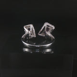 Salavetti 18k White Gold Pink Sapphire and Diamond Et Toi Moi Bypass Ring Size 7