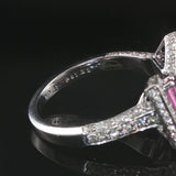Salavetti 18k White Gold Pink Sapphire and Diamond Et Toi Moi Bypass Ring Size 7