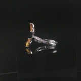 Salavetti 18k White Gold Yellow Sapphire and Diamond Bypass Ring Size 7.25