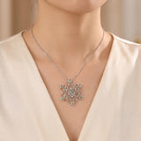 Salavetti 18k White Gold Tsavorite and Diamond Large Floral Pendant Necklace 16"