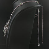 Salavetti 18k White Gold Tsavorite and Diamond Large Floral Pendant Necklace 16"