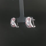 14k White Gold Iolite and Pink Topaz Huggie Earrings