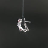 14k White Gold Iolite and Pink Topaz Huggie Earrings