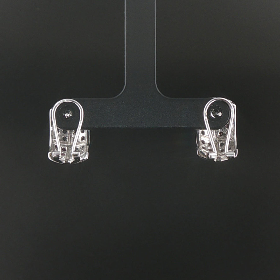 14k White Gold Iolite and Pink Topaz Huggie Earrings