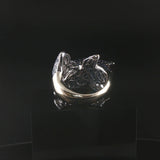18k White Gold Blue Sapphire Ruby and Diamond Bypass Dolphin Ring Size 7