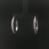 14k White Gold and 1cttw Diamond Hoop Earrings 1"