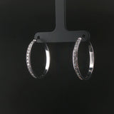 14k White Gold and 1cttw Diamond Hoop Earrings 1"