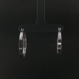 14k White Gold and 1cttw Diamond Hoop Earrings 1"