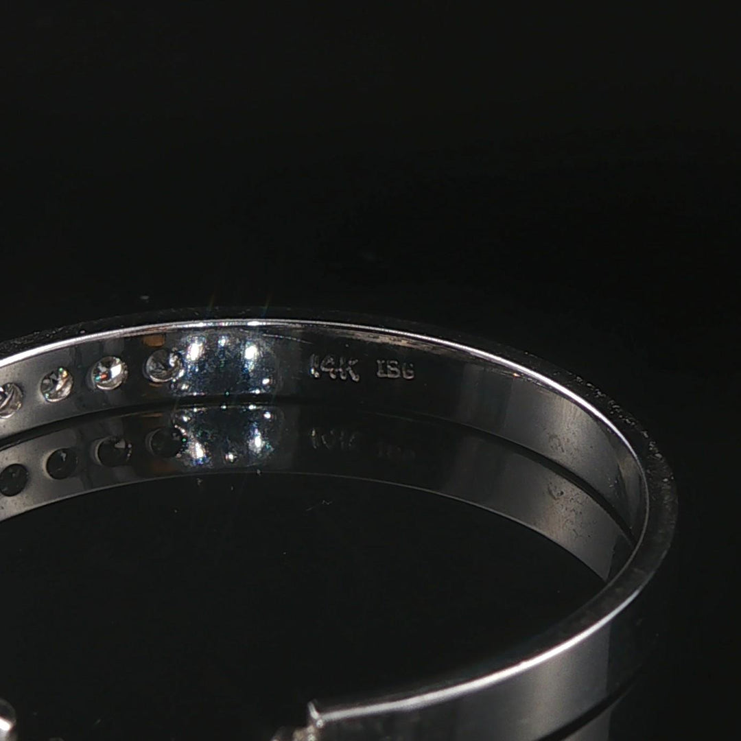 14k White Gold and 1cttw Diamond Hoop Earrings 1"