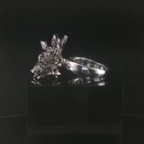 Effy 14k White Gold Blue Sapphire and Diamond Floral Spinner Ring Size 8