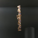 14k Yellow and White Gold Tanzanite and Diamond Fancy Link Bracelet 7"