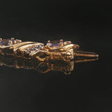 14k Yellow and White Gold Tanzanite and Diamond Fancy Link Bracelet 7"