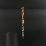 14k Yellow Gold Multi Gemstone and Diamond Fancy Link Bracelet 7"
