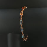 14k Yellow Gold Multi Gemstone and Diamond Fancy Link Bracelet 7"