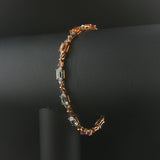 14k Yellow Gold Multi Gemstone and Diamond Fancy Link Bracelet 7"