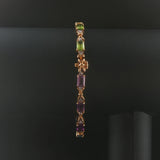14k Yellow Gold Multi Gemstone and Diamond Fancy Link Bracelet 7"
