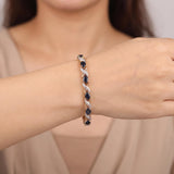 14k Yellow and White Gold Sapphire and Diamond Fancy X Link Bracelet 7.25"