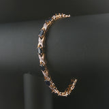 14k Yellow and White Gold Sapphire and Diamond Fancy X Link Bracelet 7.25"