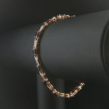 14k Yellow and White Gold Sapphire and Diamond Fancy X Link Bracelet 7.25"