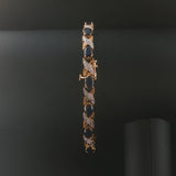 14k Yellow and White Gold Sapphire and Diamond Fancy X Link Bracelet 7.25"