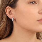 14k White Gold and 0.20cttw Diamond Huggie Earrings