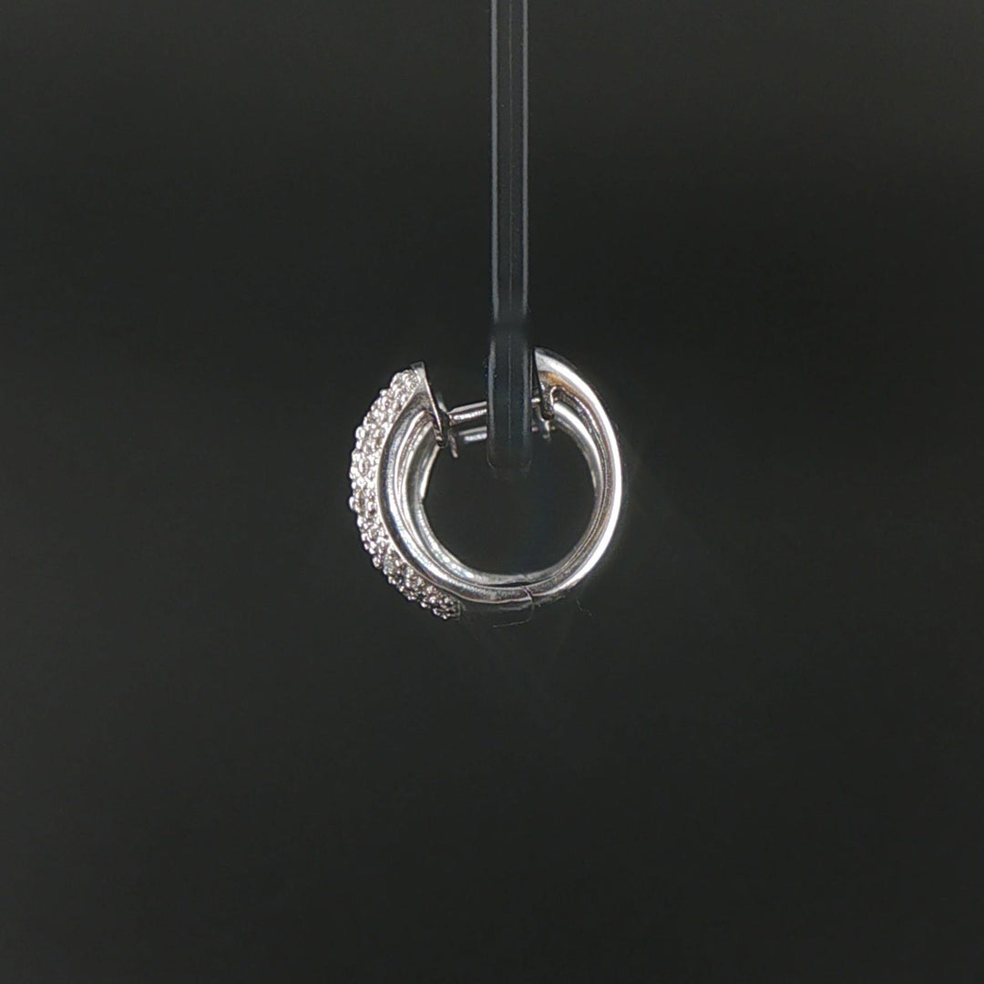 14k White Gold and 0.20cttw Diamond Huggie Earrings