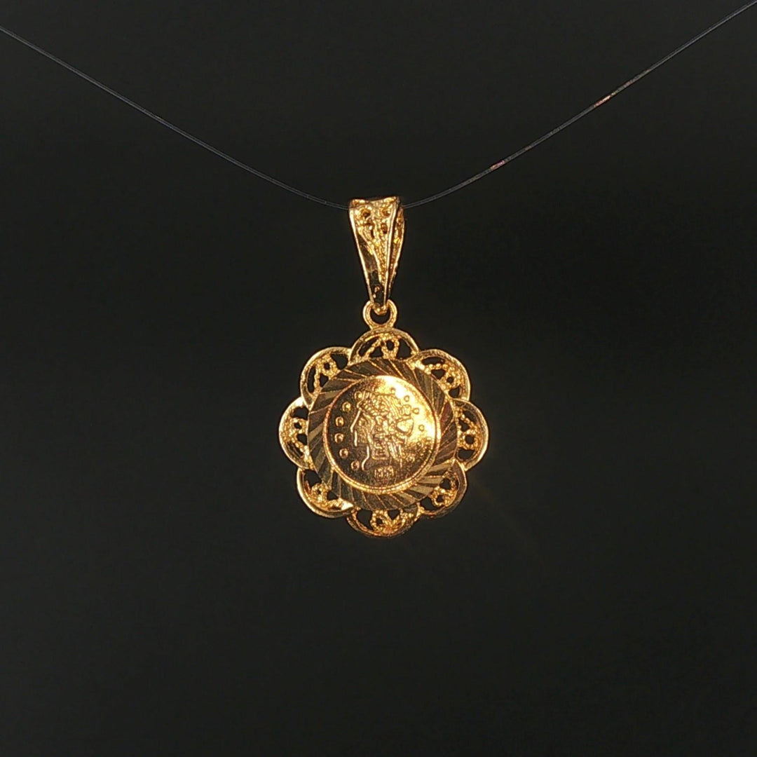 18k Yellow Gold 2.3g Small Coin Charm Pendant 1"