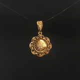 18k Yellow Gold 2.3g Small Coin Charm Pendant 1"