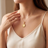 18k Yellow Gold 2.3g Small Coin Charm Pendant 1"